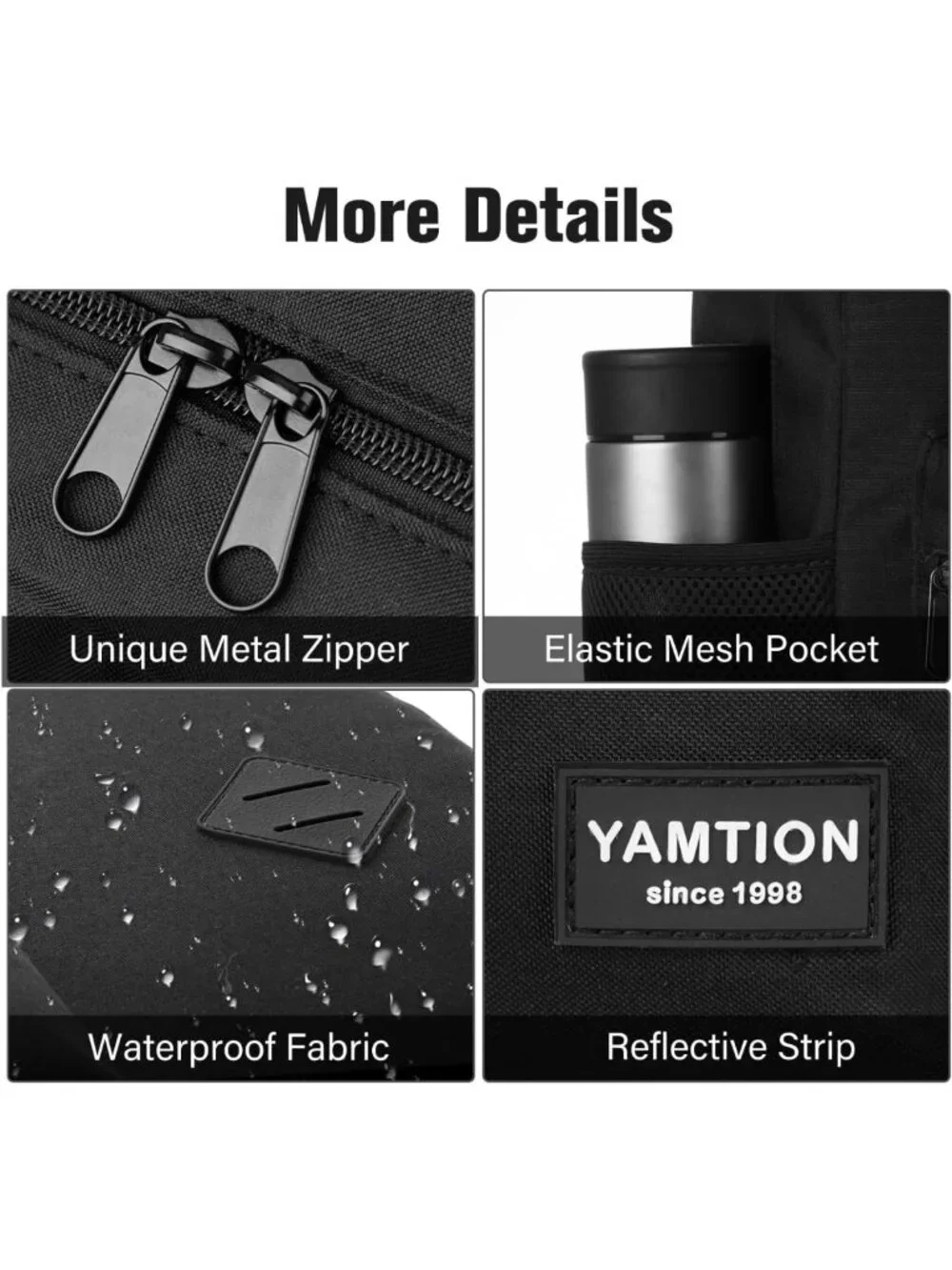 Stylish Black Casual Backpack for Teens & Adults, 15.6